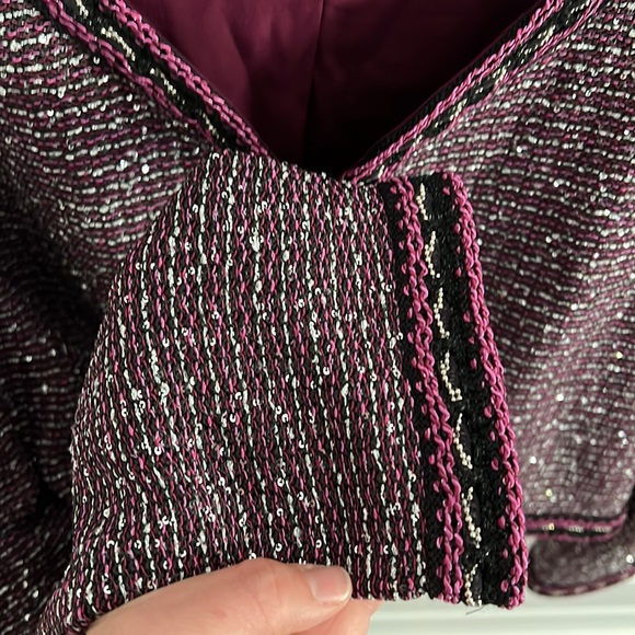 St. John sequin sparkle tweed cropped bolero jacket - Picture 5 of 8